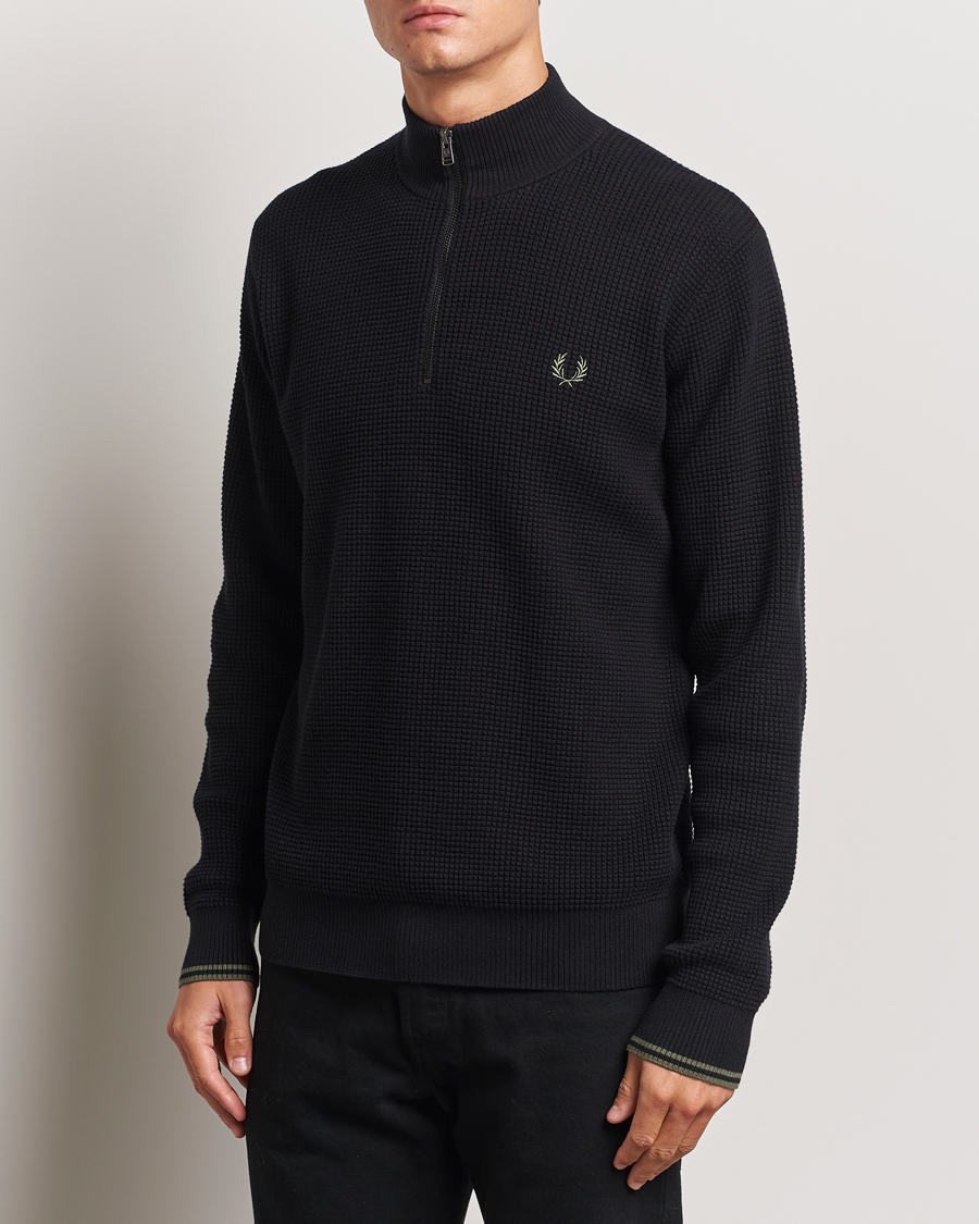 Herre |  | Fred Perry | Waffle Stitch Half Zip Black