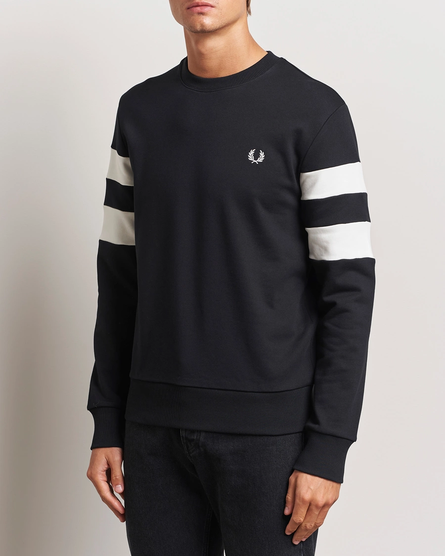 Herre |  | Fred Perry | Tipped Sleeve Crew Neck Sweatshirt Black