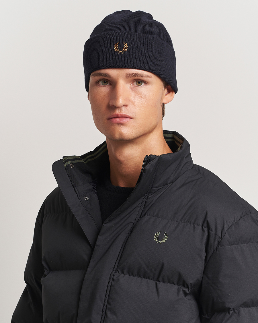 Herre |  | Fred Perry | Merino Wool Beanie Navy