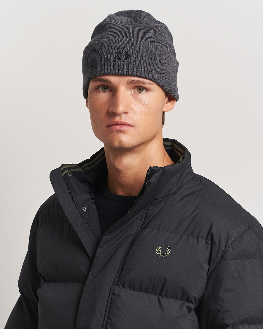 Herre |  | Fred Perry | Merino Wool Beanie Dark Grey Marl