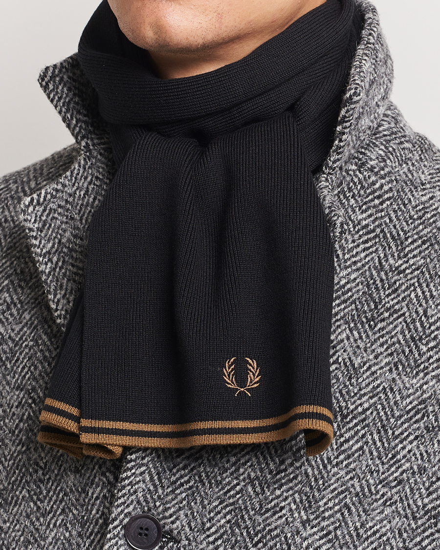 Herre |  | Fred Perry | Twin Tipped Merino Wool Scarf Black