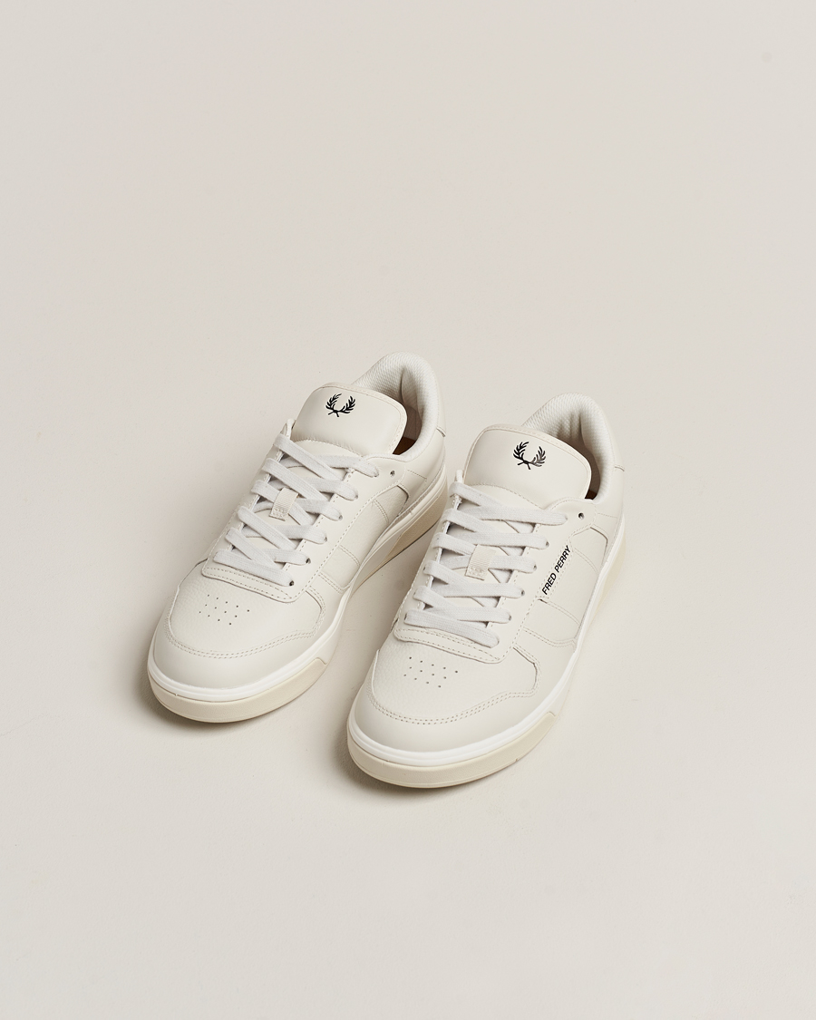 Herre |  | Fred Perry | B300 Textured Leather Sneaker White