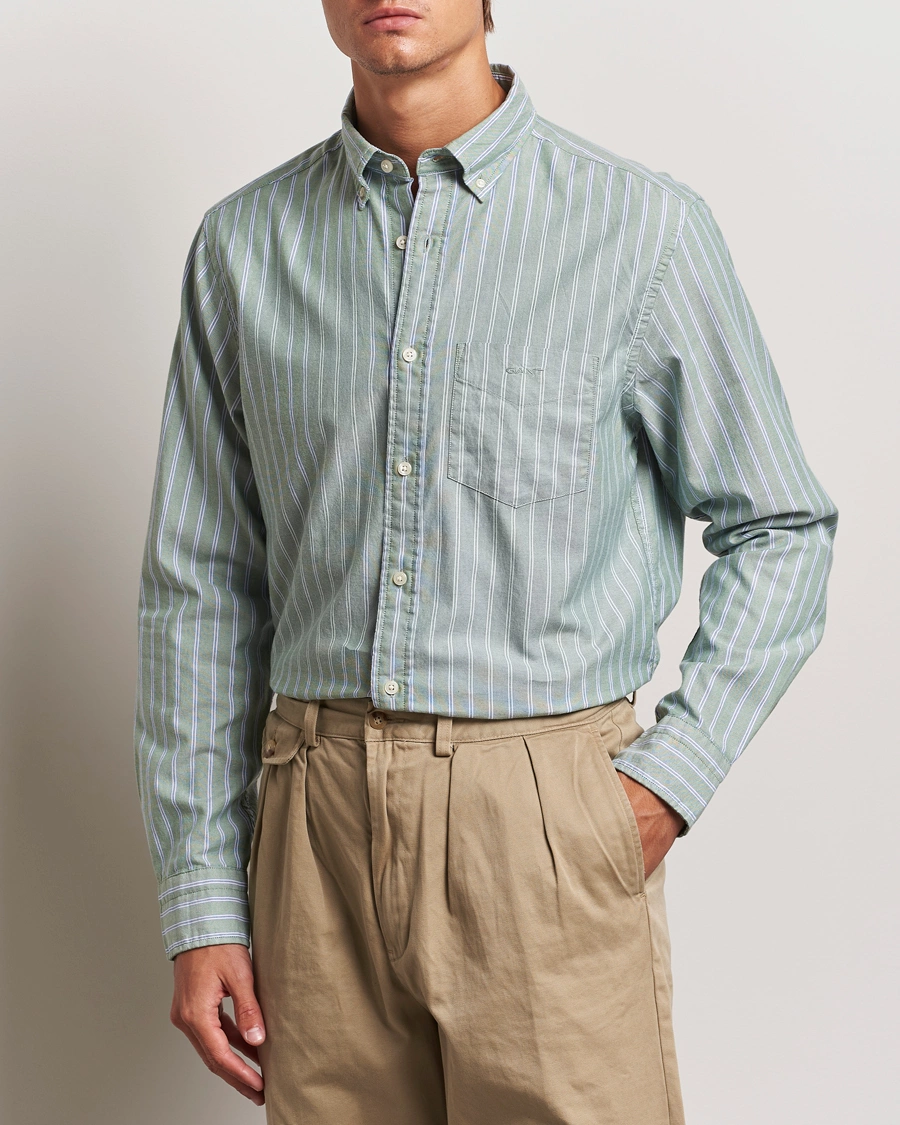 Herre |  | GANT | Archive Oxford Stripe Shirt Dry Forest