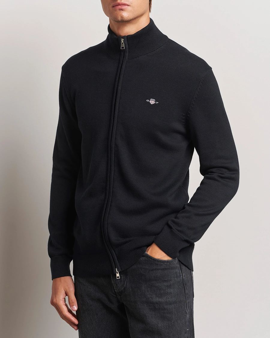 Herre |  | GANT | Cotton Full Zip Cardigan Black