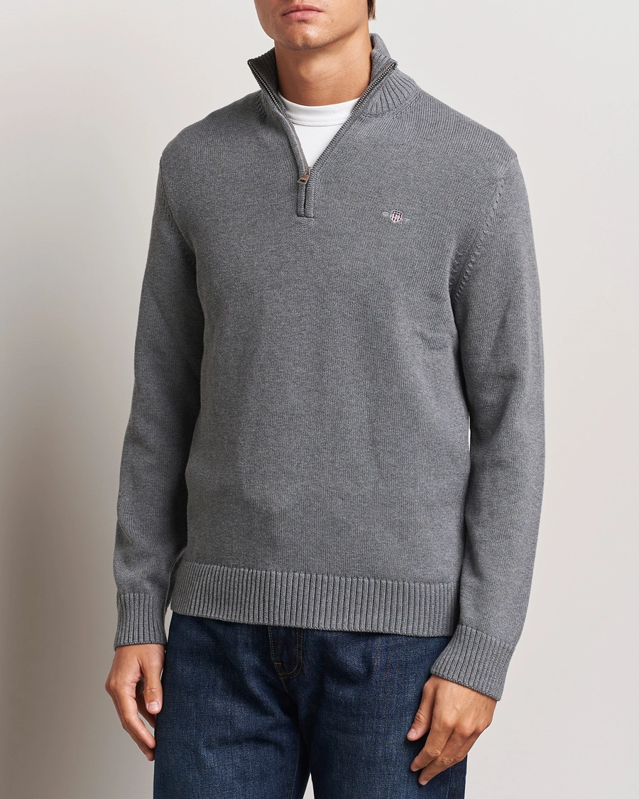 Herre |  | GANT | Cotton Half Zip Dark Grey Melange