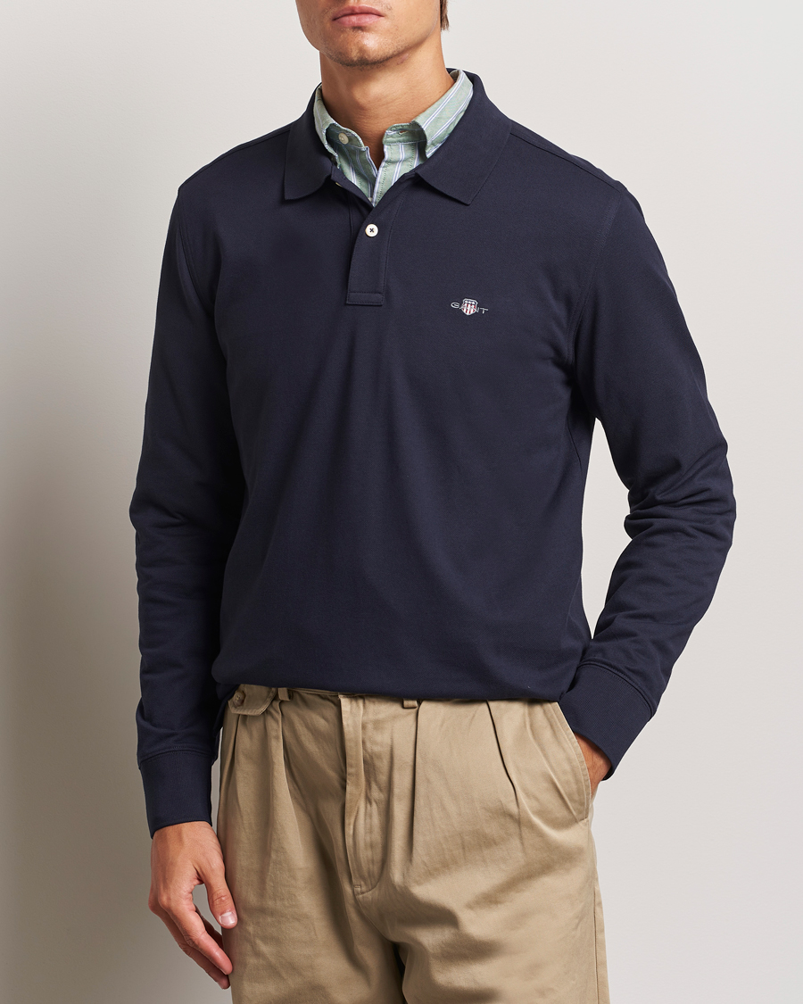 Herre | Langermet piké | GANT | Regular Shield Pique Polo Evening Blue