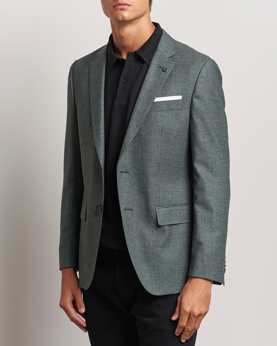 Herre | Ullblazer | BOSS BLACK | Hutson Wool Dogtooth Blazer Light Green