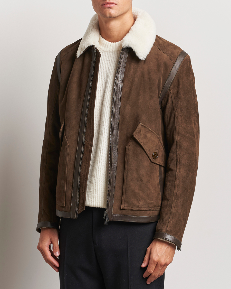 Herre |  | BOSS BLACK | Montel Suede Searling Bomber Jacket Brown