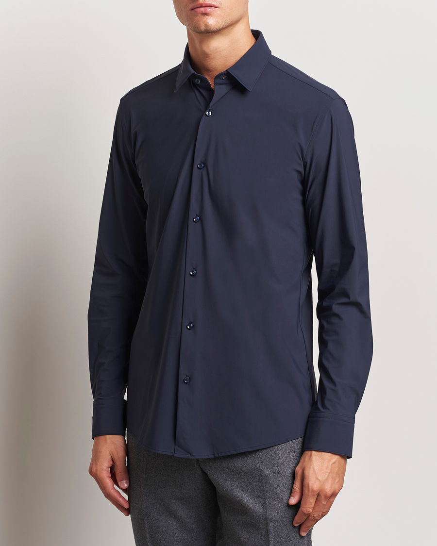 Herre | Business & Beyond - Formal | BOSS BLACK | Hank 4-Way Stretch Shirt Dark Blue