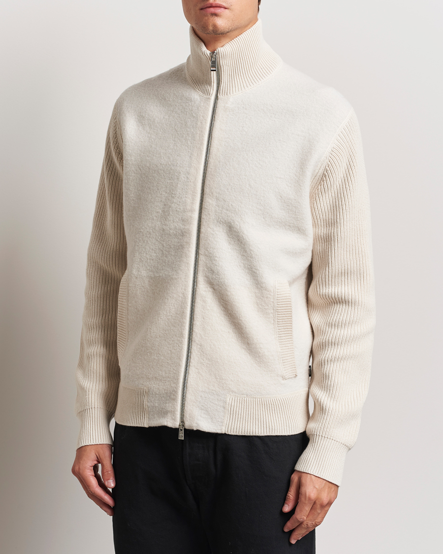 Herre |  | BOSS BLACK | Emeraviglio Wool/Cotton Full Zip Open White