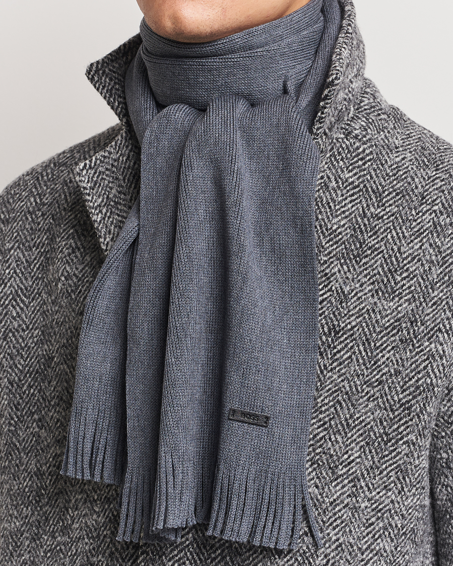 Herre |  | BOSS BLACK | Albas Wool Scarf Medium Grey