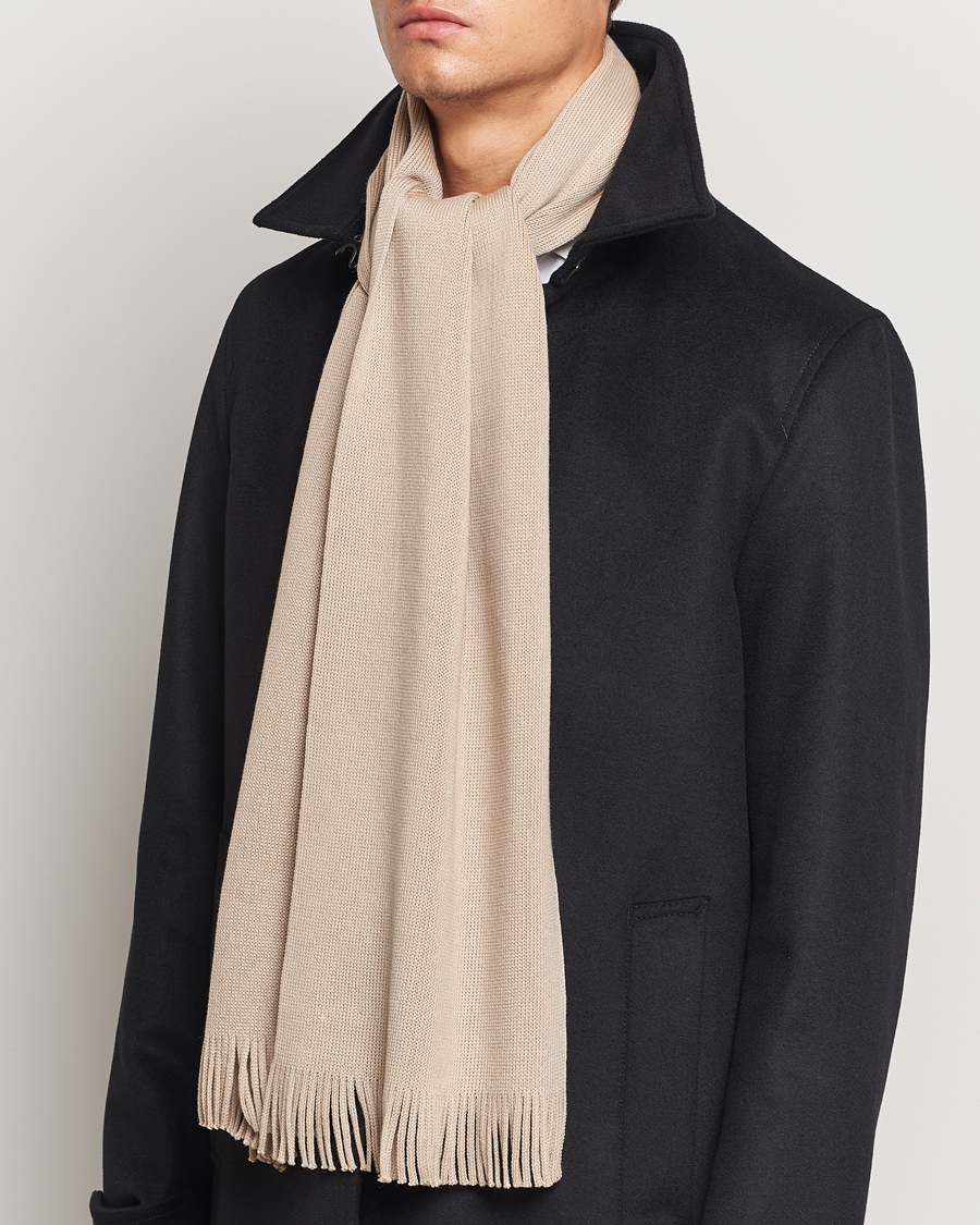 Herre |  | BOSS BLACK | Albas Wool Scarf Light Beige