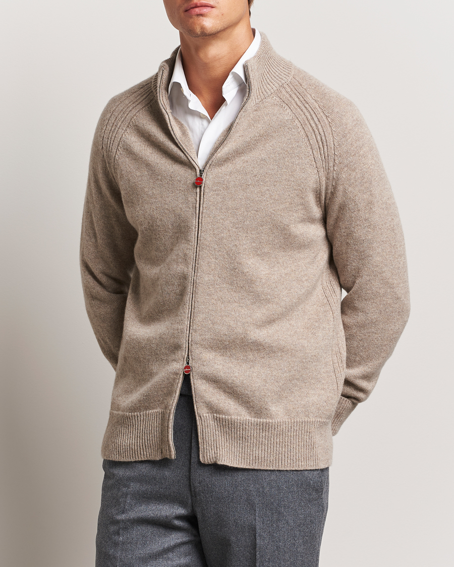 Herre |  | Kiton | Cashmere Raglan Full Zip Beige