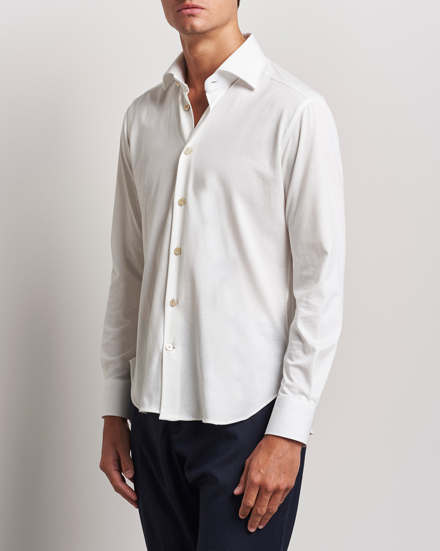 Herre | Quiet Luxury | Kiton | Cotton Jersey Shirt White