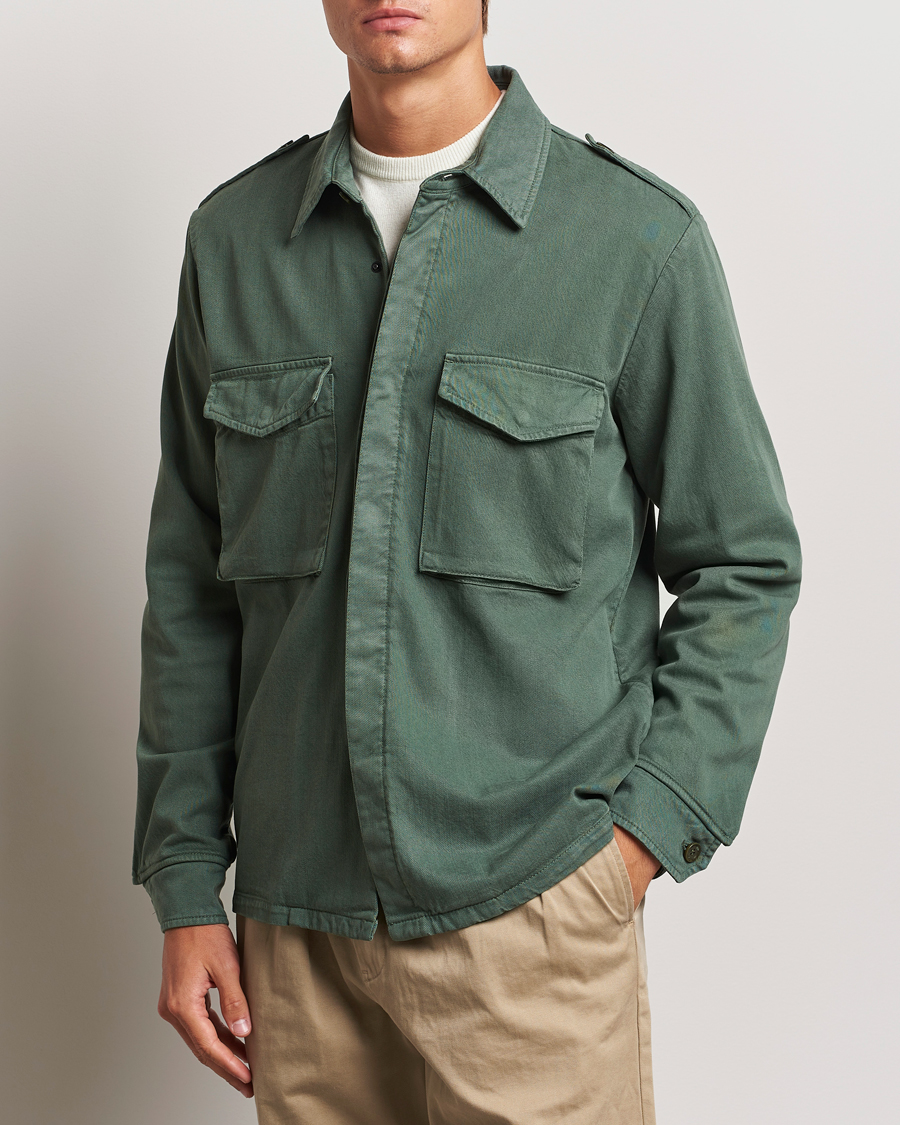 Herre |  | Aspesi | Twill Cotton Shirt Jacket Green