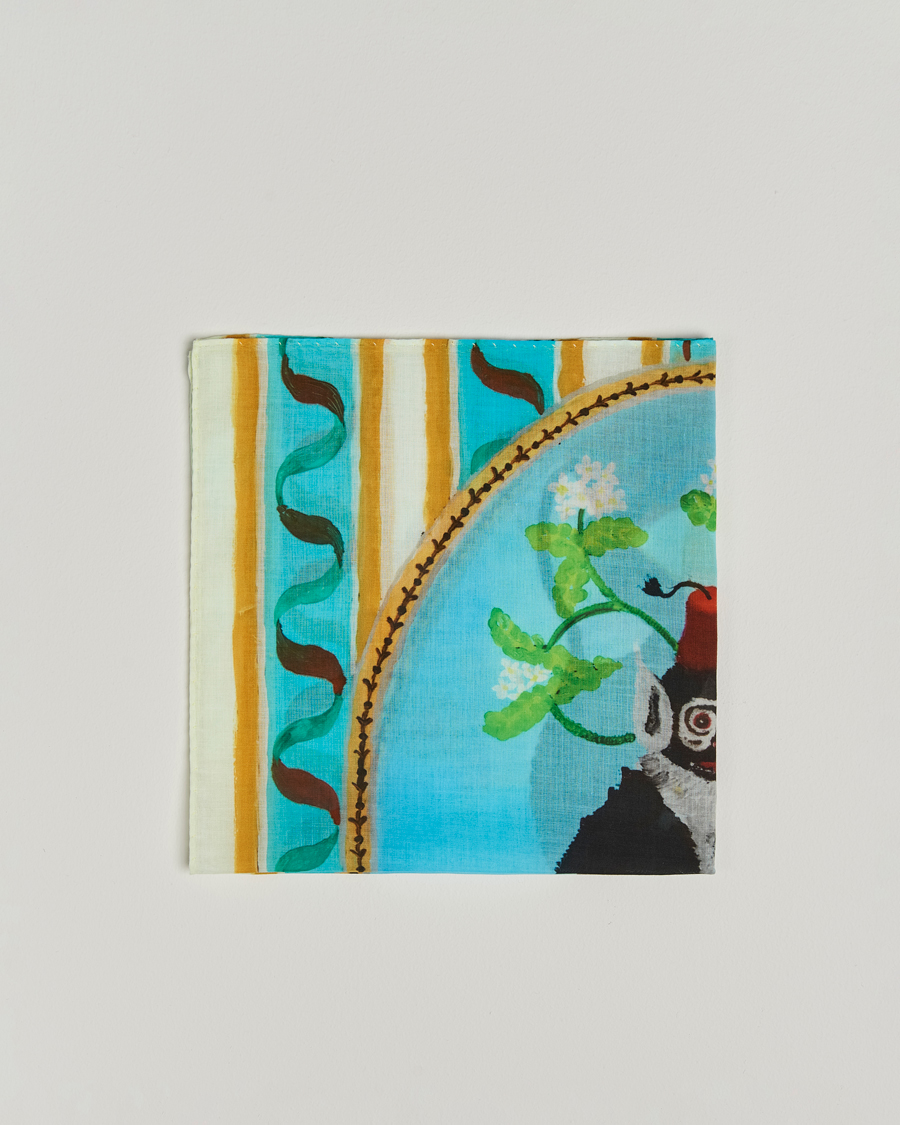 Herre |  | Massimo Alba | Printed Cotton Pocket Square Cappucino