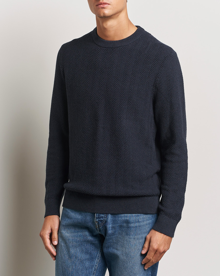 Herre |  | NN07 | Pete Cotton Knitted Crew Neck Navy Melange