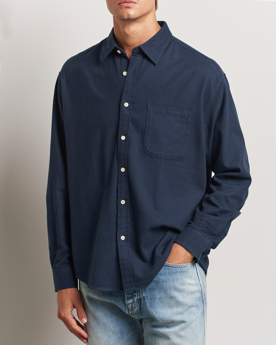 Herre |  | NN07 | Deon Flannel Shirt Navy Blue