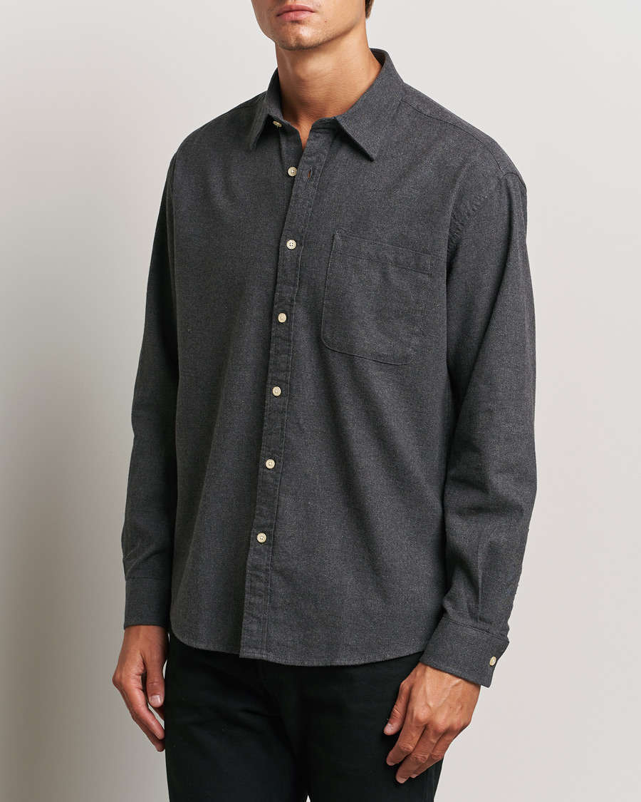 Herre |  | NN07 | Deon Flannel Shirt Dark Grey Melange