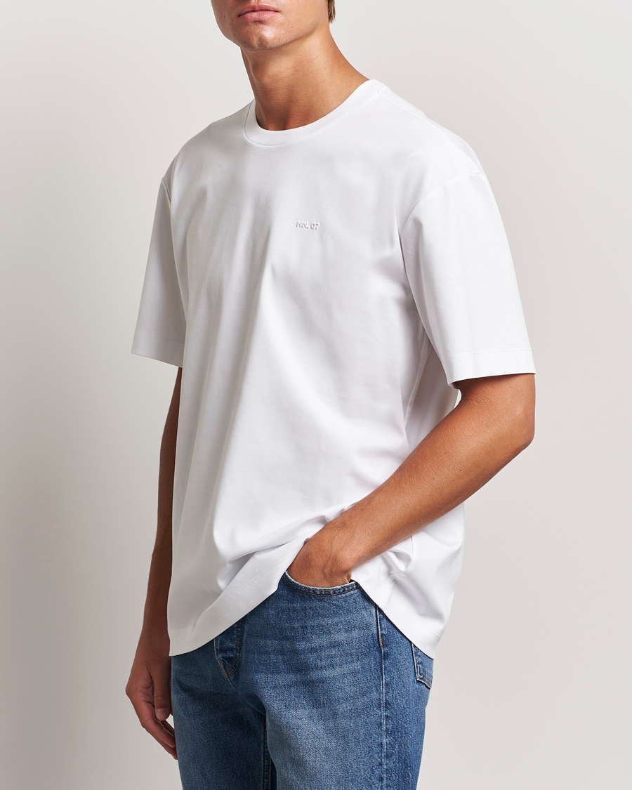 Herre |  | NN07 | Nat Logo Mercerized Crew Neck T-Shirt White