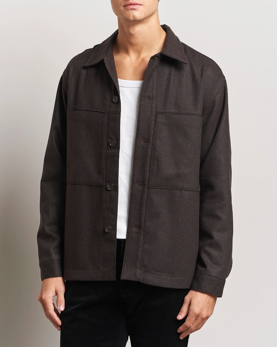 Herre |  | NN07 | Isak Wool Overshirt Dark Brown