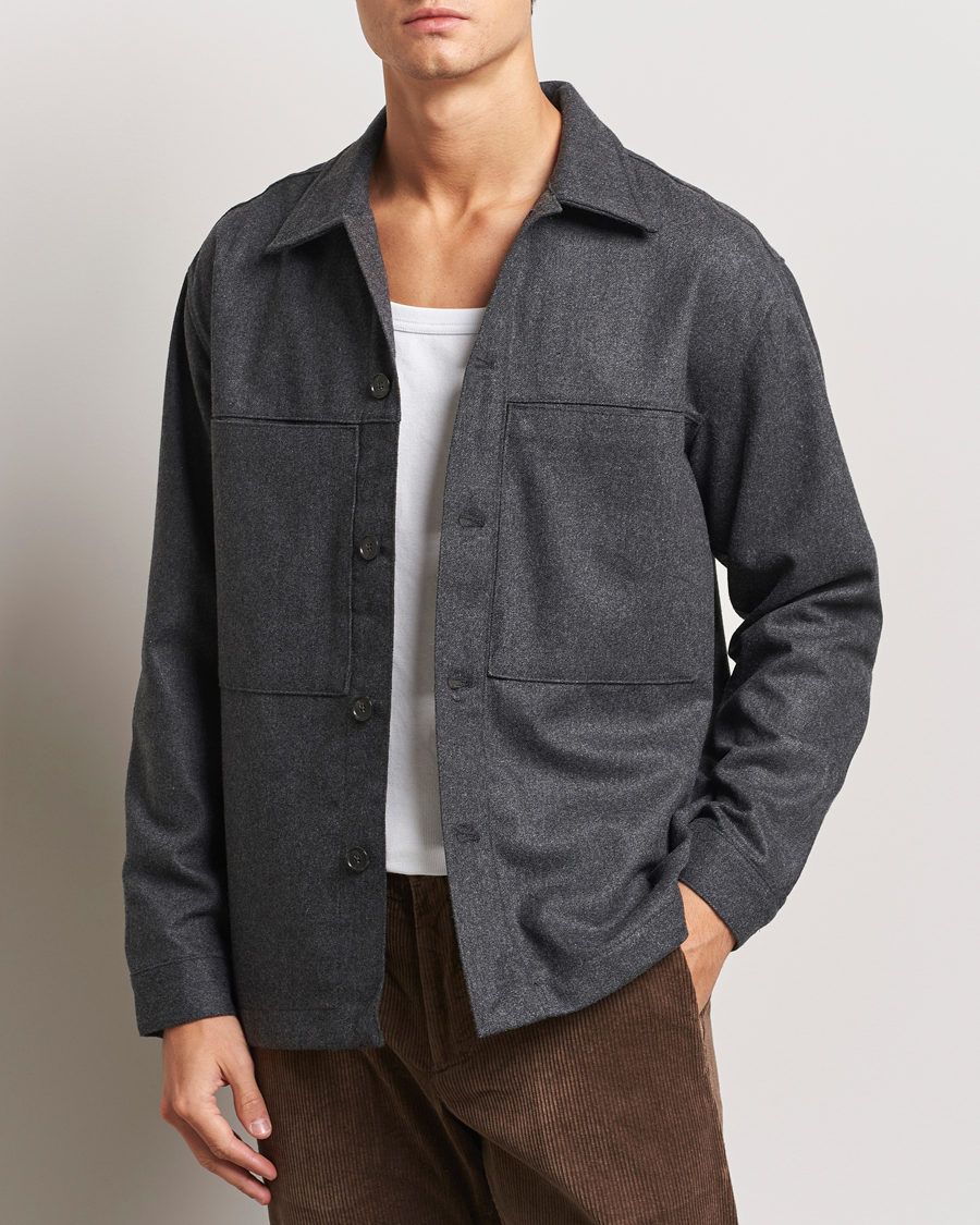 Herre |  | NN07 | Isak Wool Overshirt Grey Melange