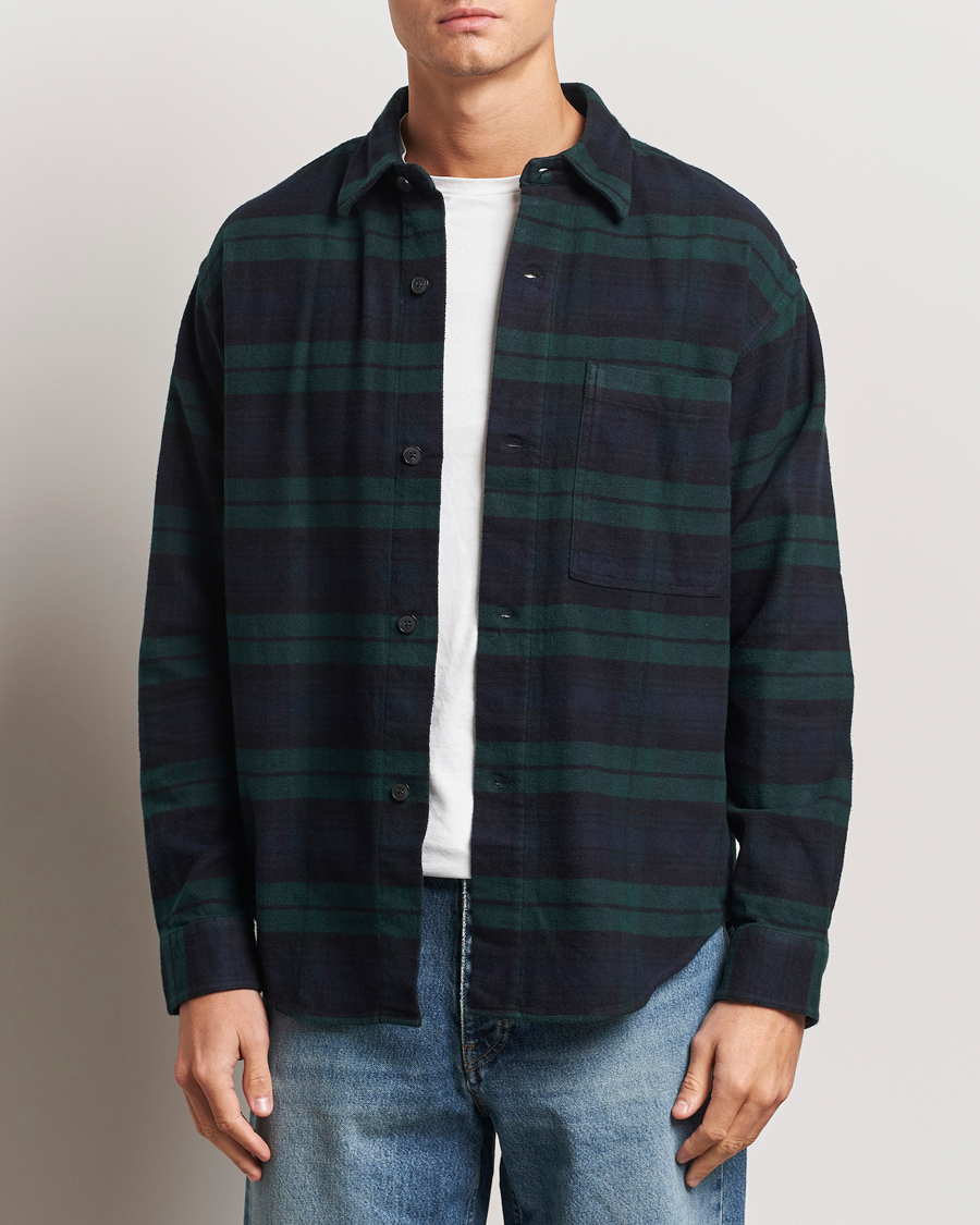 Herre |  | NN07 | Adwin Checked Flannel Overshirt Green/Blue