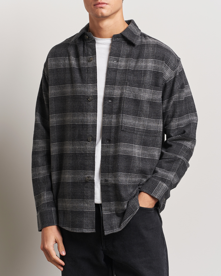 Herre |  | NN07 | Adwin Checked Flannel Overshirt Black/Grey