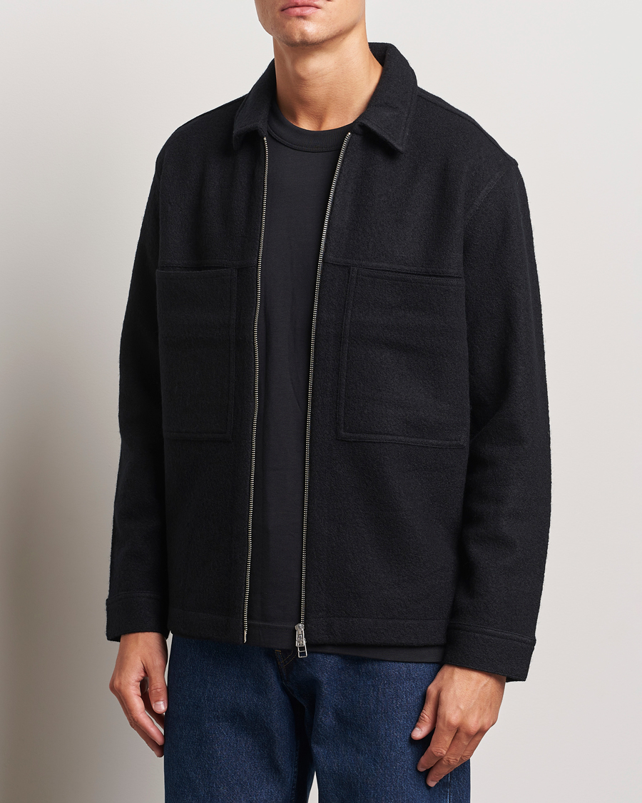 Herre |  | NN07 | Isak Boiled Wool Full Zip Black