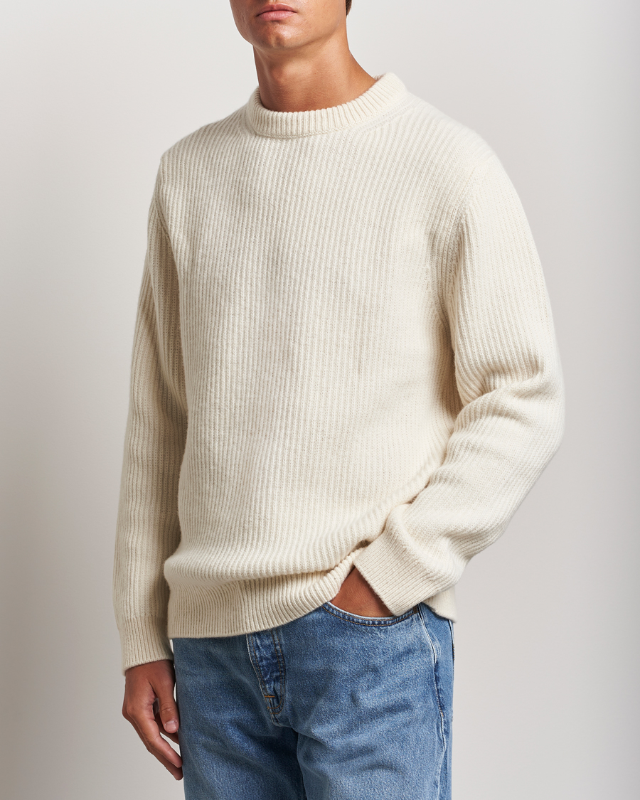 Herre | Gensere | Nudie Jeans | August Wool Rib Knitted Sweater Off White