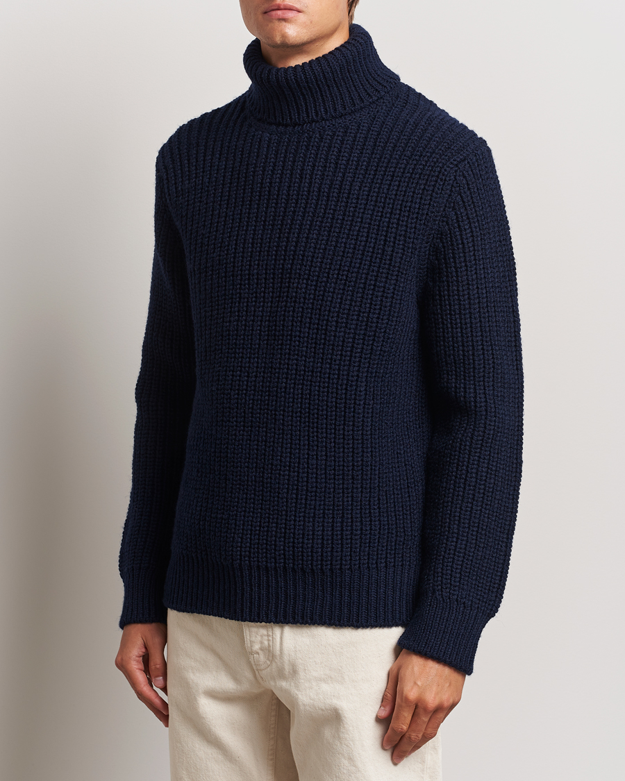 Herre | Business & Beyond - Casual | Nudie Jeans | August Chunky Wool Knitted Rollneck Navy