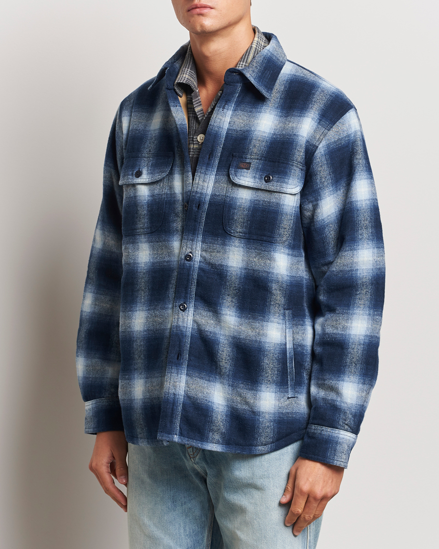 Herre | Business & Beyond - Casual | Nudie Jeans | Glenn Padded Checked Shirt Jacket Blue