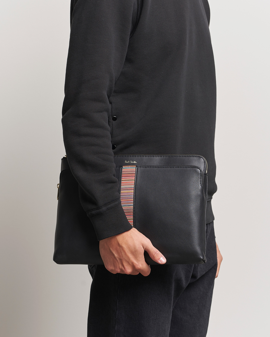 Herre |  | Paul Smith | Leather Stripe Document Case Black