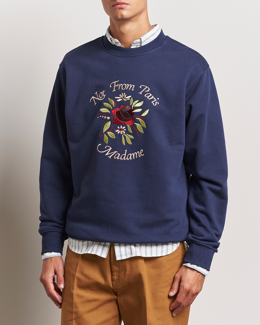 Herre |  | Drôle de Monsieur | Flower Slogan Sweatshirt Dark Navy