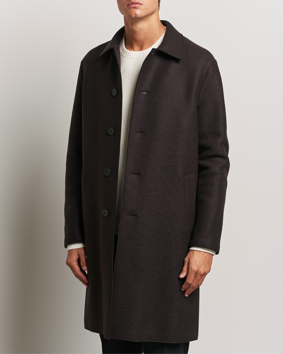 Herre |  | Harris Wharf London | Pressed Wool Mac Coat Dark Brown