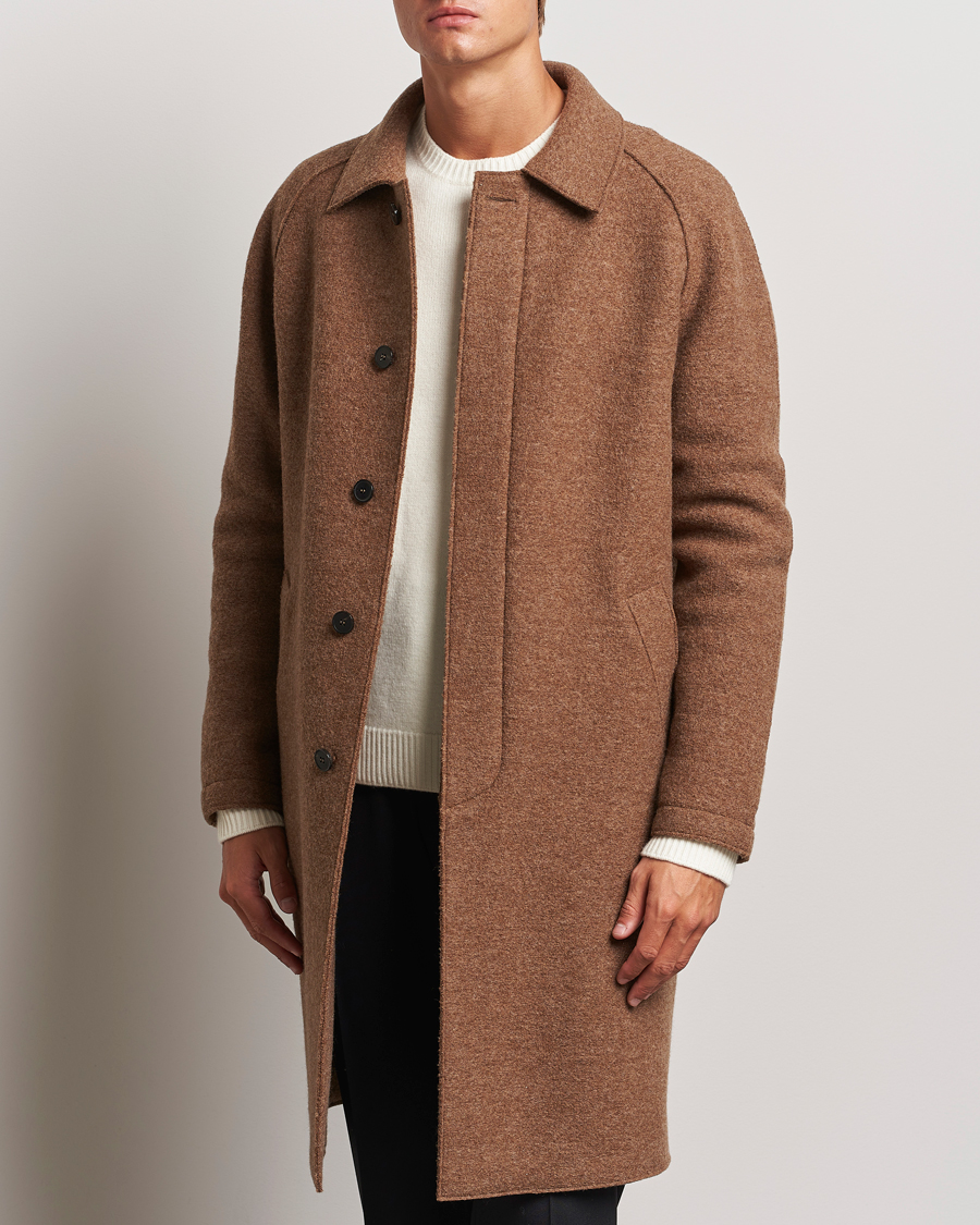 Herre |  | Harris Wharf London | Boiled Wool Raglan Coat Caramel Melange