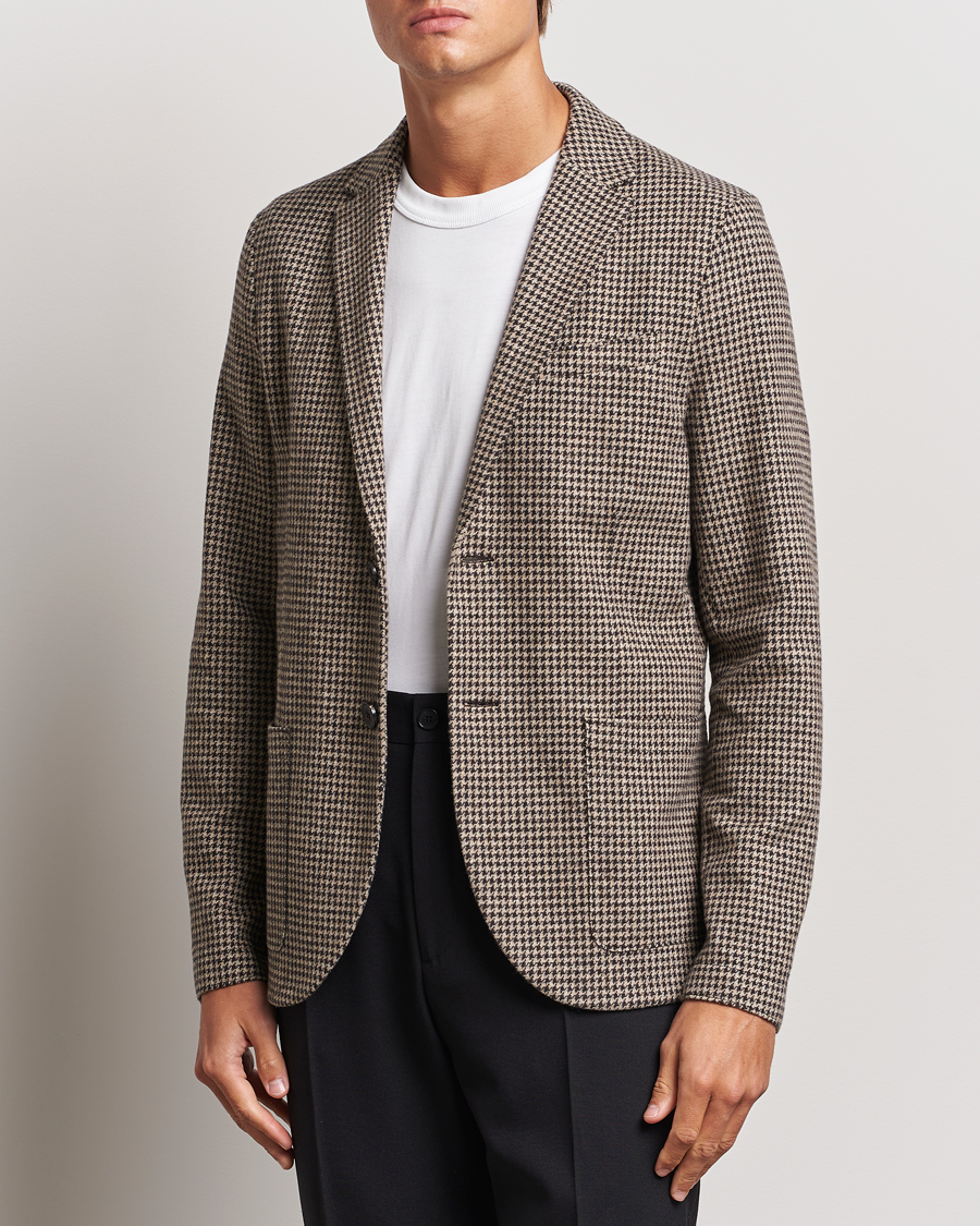 Herre | Dress | Harris Wharf London | Two Button Houndstooth Blazer Beige