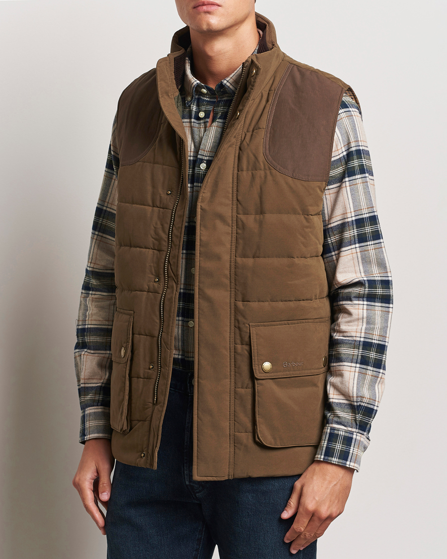 Herre |  | Barbour Lifestyle | Bradford Tattersall Puffer Gilet Dark Sand