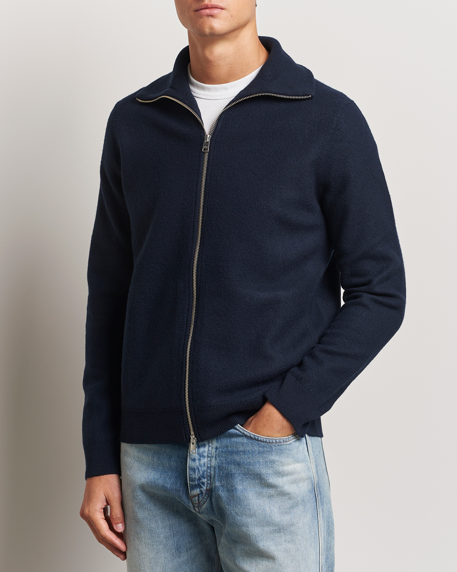 Herre |  | Morris | York Knitted Zip Jacket Navy