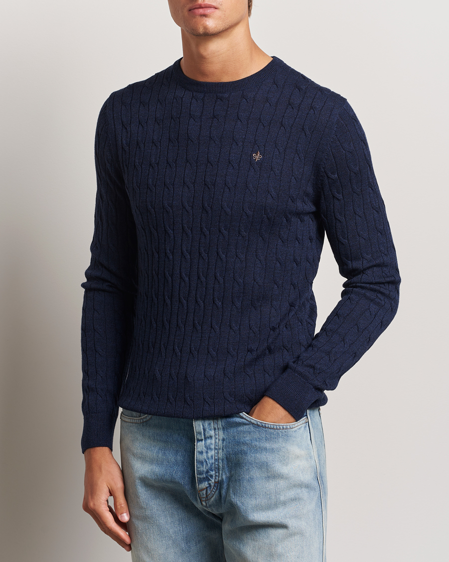 Herre |  | Morris | Merino Cable O-Neck Blue