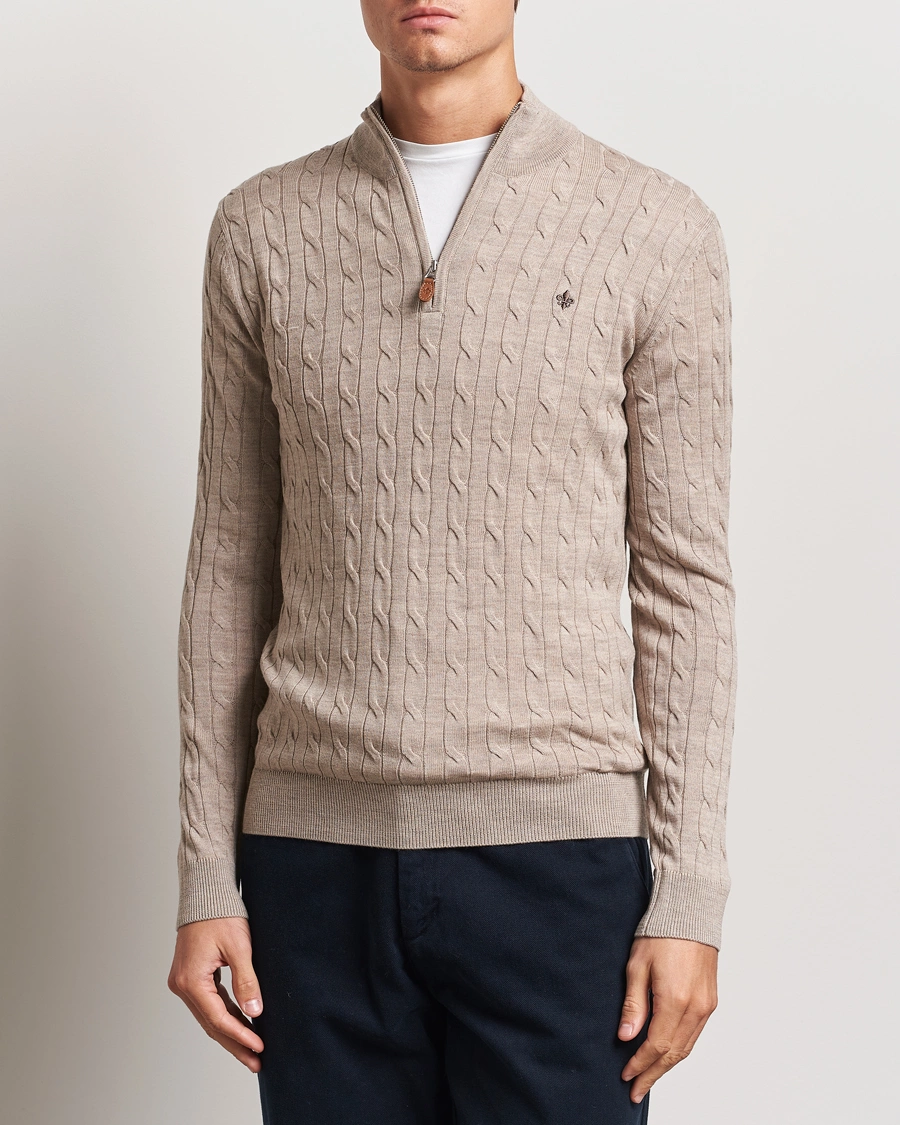 Herre |  | Morris | Merino Cable Half Zip Khaki