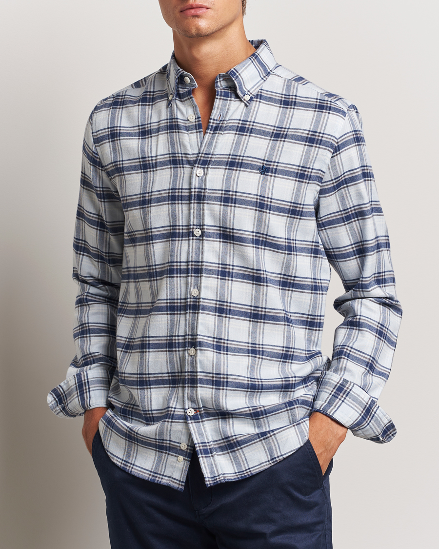 Herre |  | Morris | Soft Check Flannel Shirt Blue