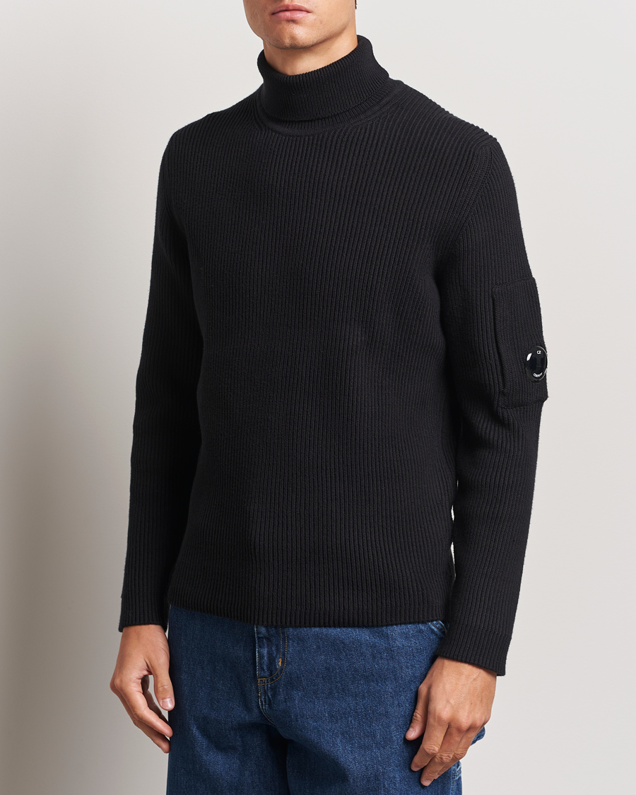 Herre | C.P. Company | C.P. Company | Full Rib Knitted Cotton Rollneck Black