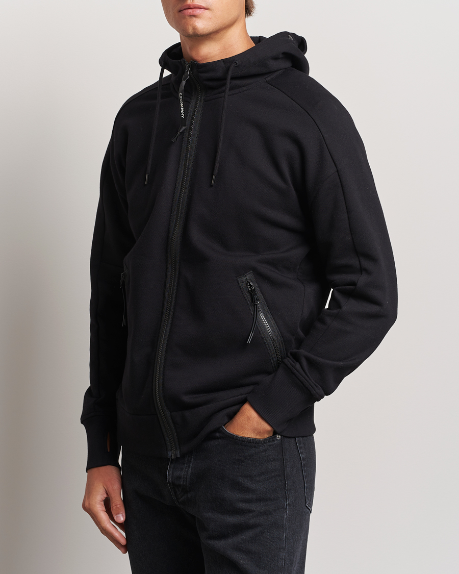 Herre | C.P. Company | C.P. Company | Diagonal Raised Fleece Full Zip Goggle Hoodie Black