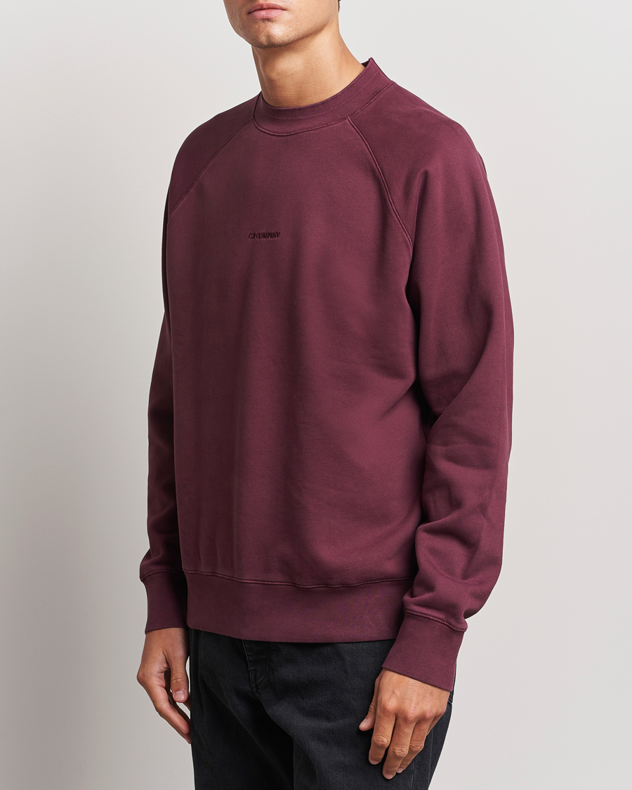 Herre |  | C.P. Company | Brushed Emerized Fleece Sweatshirt Burgundy
