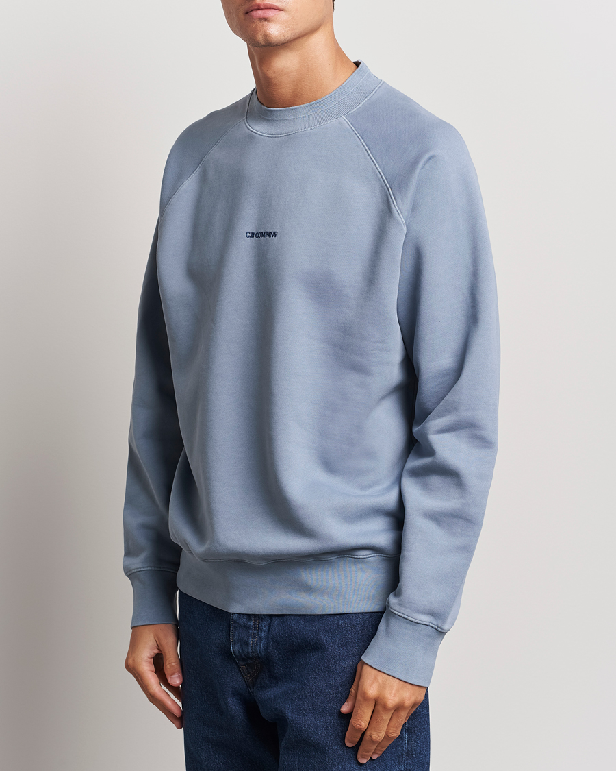 Herre |  | C.P. Company | Brushed Emerized Fleece Sweatshirt Light Blue