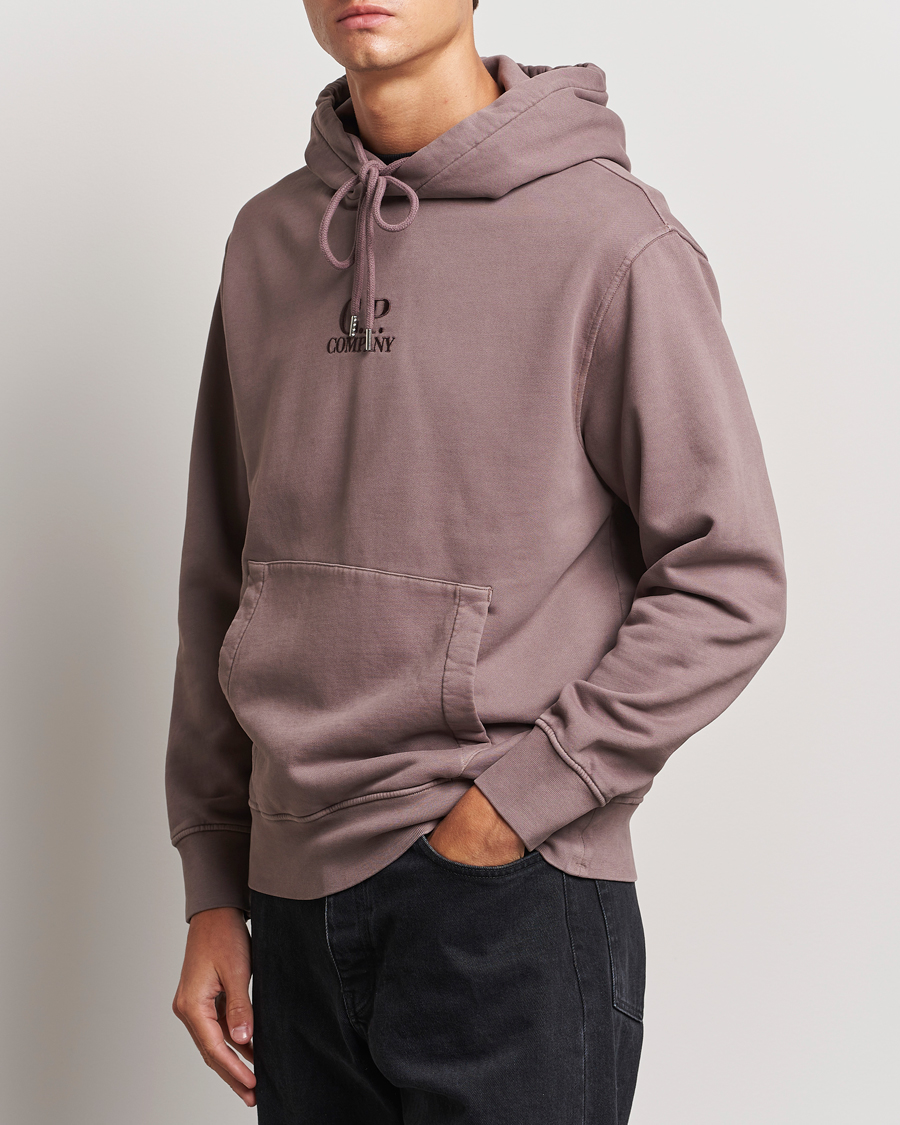 Herre | C.P. Company | C.P. Company | Brushed Emerized Fleece Hood Sweatshirt Washed Purple