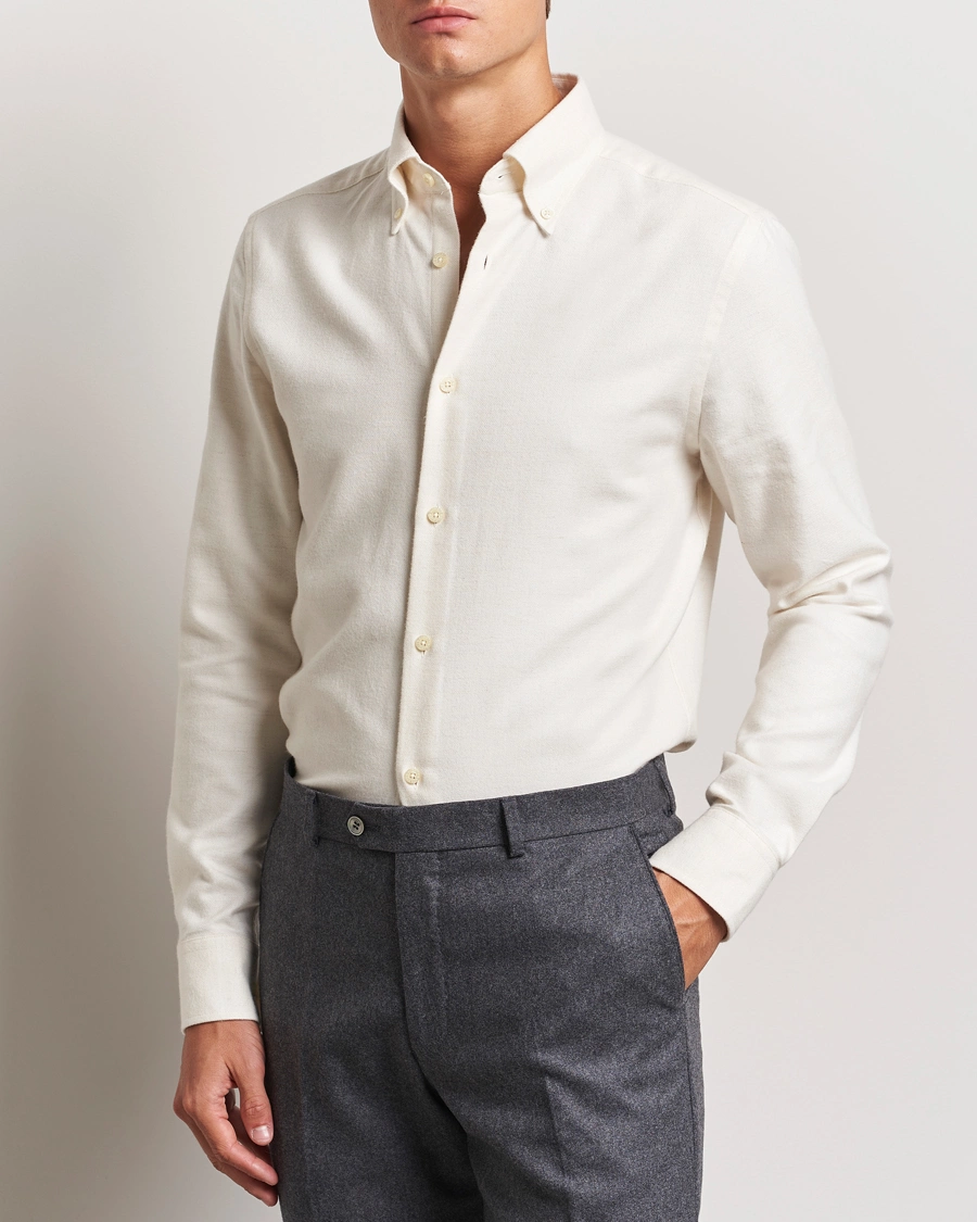 Herre |  | Morris Heritage | Soft Lama Slim Fit Shirt Off White