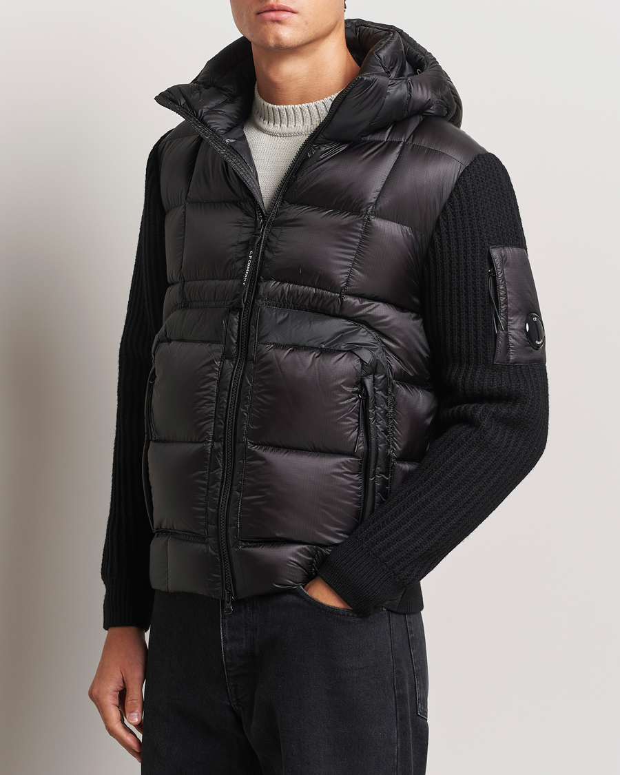 Herre | C.P. Company | C.P. Company | Merino Wool Padded Hybrid Hood Jacket Black