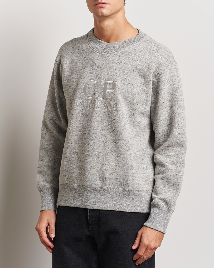 Herre |  | C.P. Company | Japanese Fleece Logo Sweatshirt Grey Melange